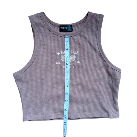 White Fox Boutique Brown Waffle Cropped Tank Top Women Size Small - Picture 7 of 11